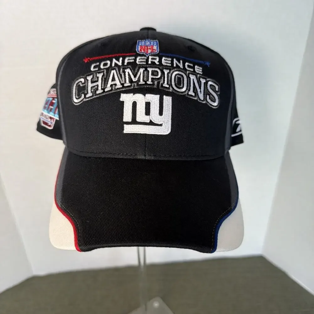 NFL New York Giants Conference Champions Hook And Loop Adjustable Back Hat New